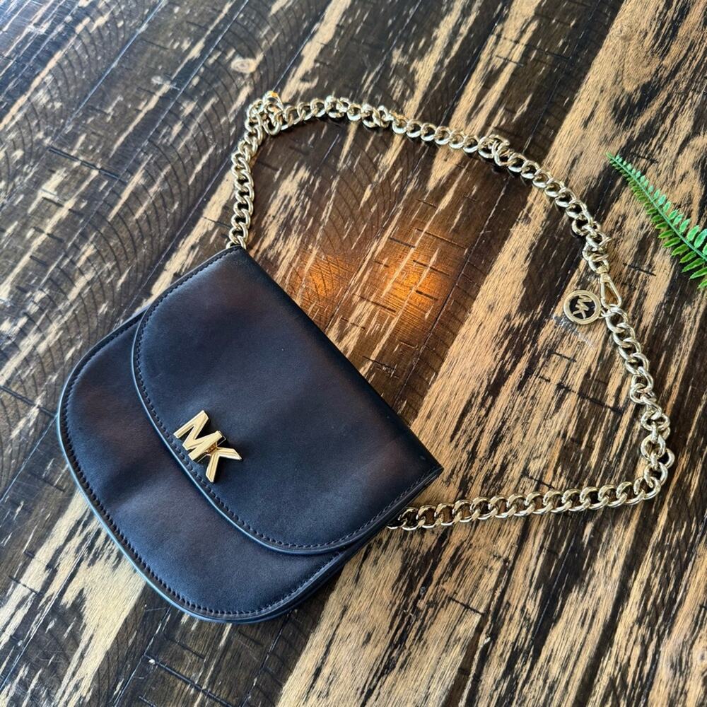 MICHAEL KORS - Black Fanny Pack Belt Bag Purse - with gold chain!
